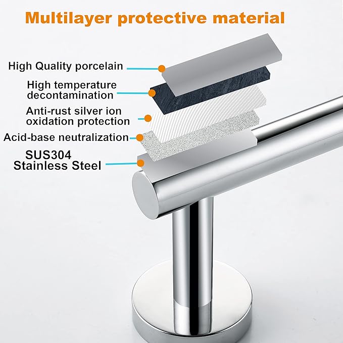 Hand Towel Holder for Bathroom, Chrome Polished Hand Towel Bar, SUS304 Stainless Steel Hand Towel Hanger, Wall Mounted Small Hand Towel Ring, 9 Inch Round Heavy Duty Towel Rack for Bathroom, Kit