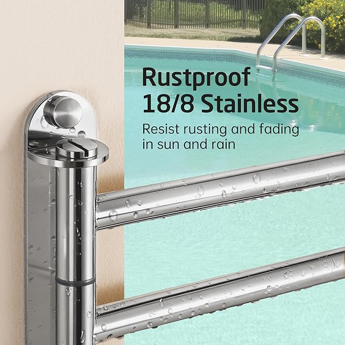 KES Swivel Towel Rack, Swing Arm Towel Bar 4-Arm Extra Long 19.5" Swing Out Towel Rack for Bathroom Wall, Hand Towel Rack Wall Mounted 18/8 Stainless Steel Polished Finish, A2103S4L50