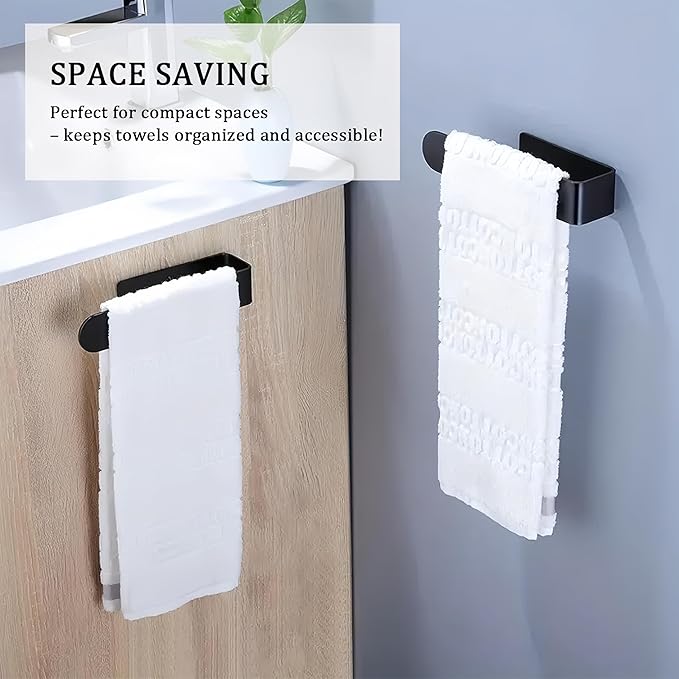 SEIDO Hand Towel Holder, Heavy Duty Self Adhesive Towel Bar ?€? No Drill Stick on Wall, SUS 304 Stainless Steel Towel Rack for Small Bathroom, Kitchen, RV, Matte Black