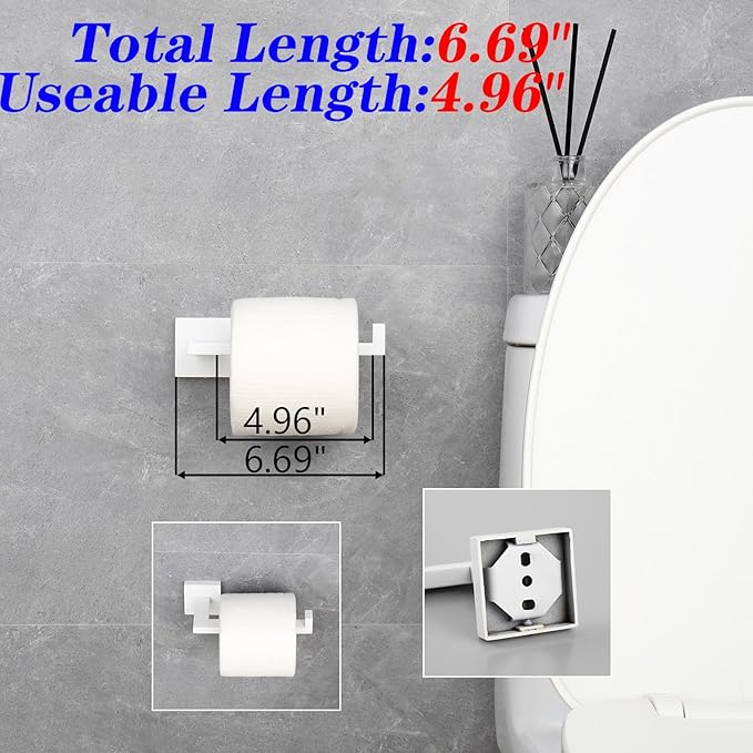 GERZWY Bathroom 2-Piece Bathroom Hardware Set Stainless Steel - Towel Ring Toilet Paper Holder, White