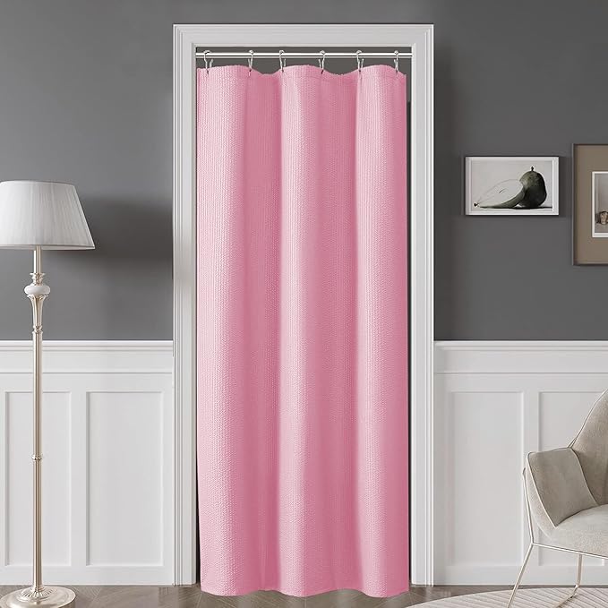 OVZME Small Stall Shower Curtain - Embossed Textured Bathroom Curtain, 36 x 72 Shower Curtain for RV Camper, Machine Washable Water Resistance, Hot Pink