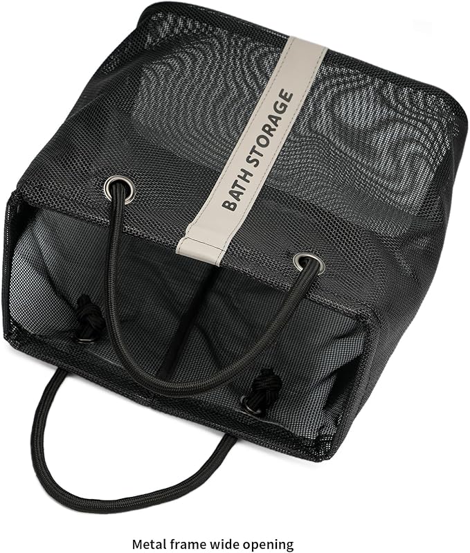 TOPASION Bath Storage Shower Caddy Organizer for Bathroom, College Dorm, Camp, Gym (Large Black)