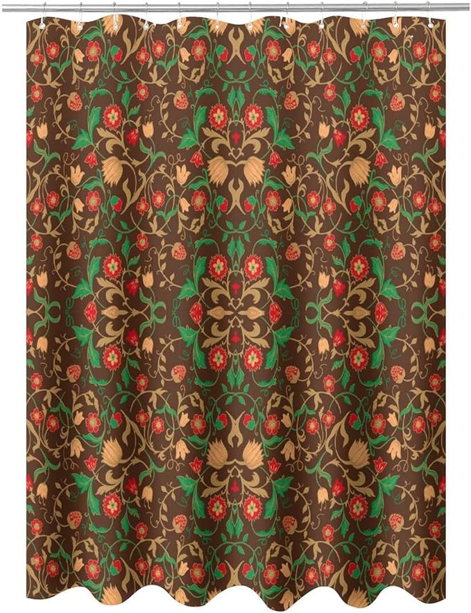 William Morris Original Design Vintage Shower Curtain Furniture Bathroom Fabric Decorations Washable Shower Curtain with Hooks 72x72 Inches(183x183cm), Style-1