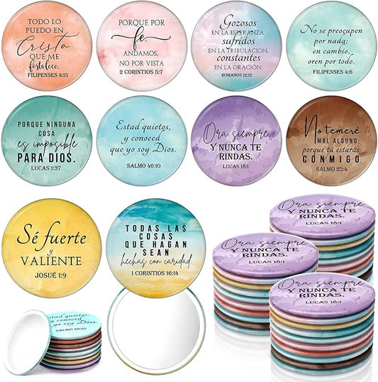 GlikCeil 40 Pcs Christian Compact Mirrors Bulk for Women Inspirational Bible Verse Pocket Mirror Mini Purse Makeup Mirror Christian Church Gift for Mother's Day Mom Church Party Favor (Religious)