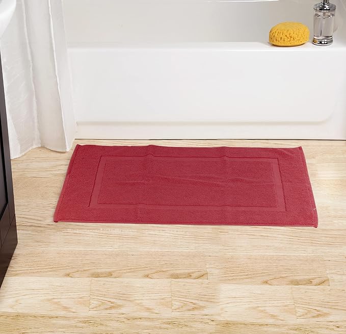 Utopia Towels Cotton Banded Rug, Bath Mats, Not a Bathroom Rug, 21 by 34 Inches, 100% Ring Spun Cotton, Highly Absorbent Shower Bathroom Floor Mat, Red, 2 Pack