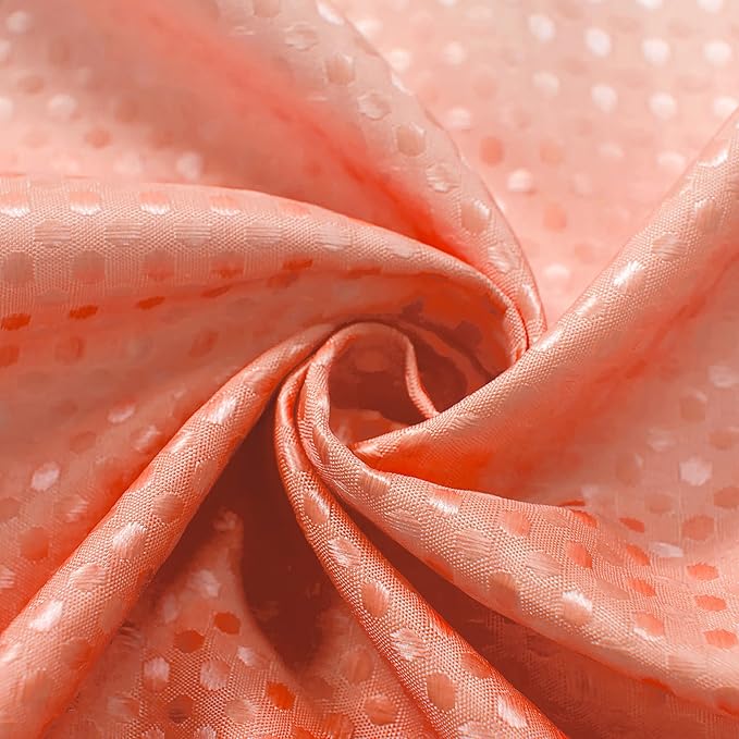 Mrs.Naturall Peach Shower Curtain with Hooks Set Coral Bathroom Accessories Decor Waterproof Cute Shower Curtains for Girls Bathroom Salmon