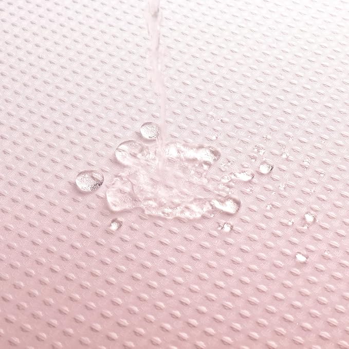 MitoVilla Extra Long Shower Curtain 72 x 84, Pink Ombre 84 inch XL Waffle Fabric Shower Curtains for Modern Luxury Bathroom Decor, Waffle Weave Textured 180GSM Weighted Shower Curtain 84 inch