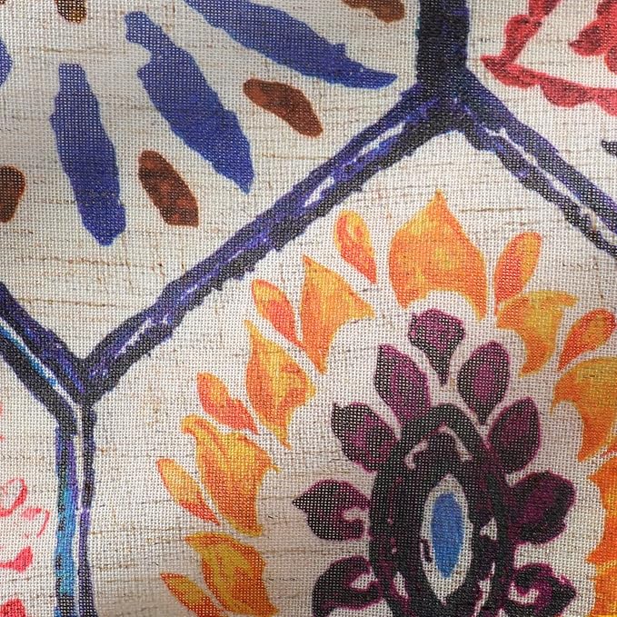 Boho Colorful Shower Curtain, Retro Bohemian Geometric Shower Curtain for Bathroom, Terracotta & Blue, 72 x 72