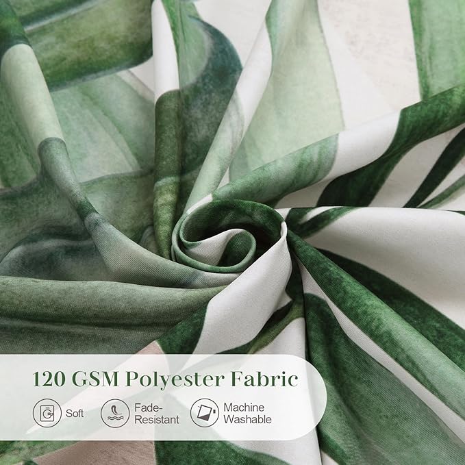 Green Tropical Leaf Shower Curtain, Sage Beige Gold Abstract Boho Mid Century Modern Shower Curtain, Waterproof Decorative Watercolor Monstera Palm Tree Plant Botanical Bathroom Curtains, 72"W x 78"H
