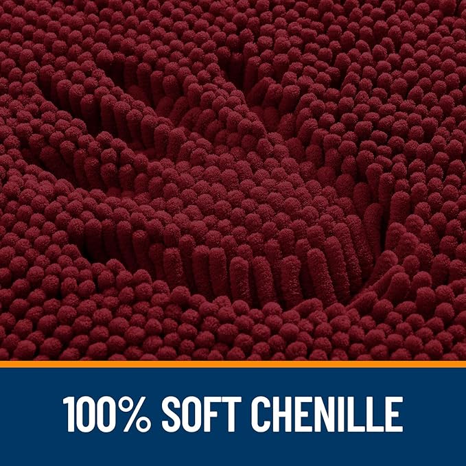 OLANLY Bathroom Rugs 59x35, Extra Soft Absorbent Chenille Bath Rugs, Rubber Backing Quick Dry, Machine Washable Bath Mats for Bathroom Floor, Tub and Shower, Home Decor Accessories, Burgundy