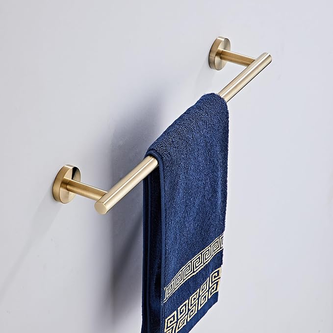 Bath Towel Bar, 18 Inch 304 Stainless Steel Thicken Towel Holder for Bathroom Wall, Towel Holder Brushed Gold Finished Wall Mount(Total Length 20-Inch)