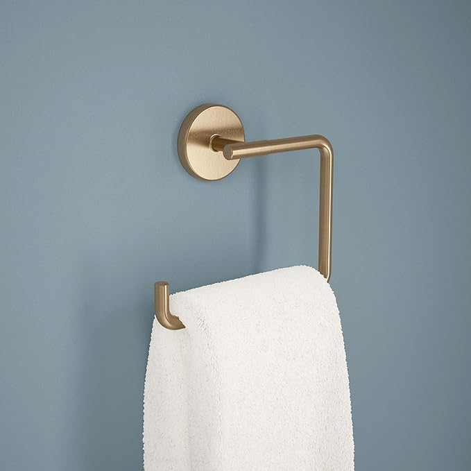 Hand Towel Holder Champagne Bronze Towel Racks for Bathroom Wall Square Towel Ring Holder for Bath Towel Hanger for Kitchen, Bathroom Accessories (Squre (Screw))