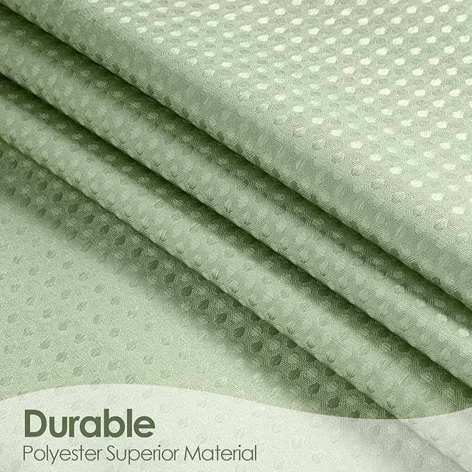 MitoVilla Sage Green Ombre Waffle Small Stall Shower Curtain 36 x 72, Half Size Fabric Narrow Shower Curtains for Bathroom Decor, 36 inch Weighted Shower Curtain Set with Plastic Hooks