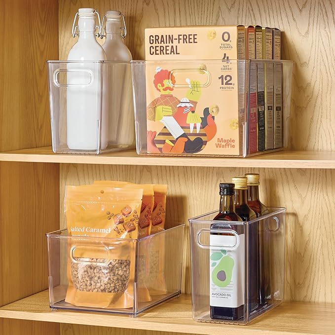 iDesign Tall Plastic Storage Bin with Handles for Fridge or Freezer - Set of 2 - Clear - Made in USA