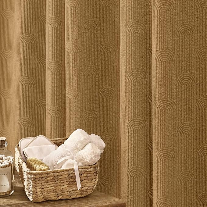 Brown Boho Shower Curtain,Mid Century Neutral Terracotta Mustard Fall Shower Curtain 72" W X 78" L