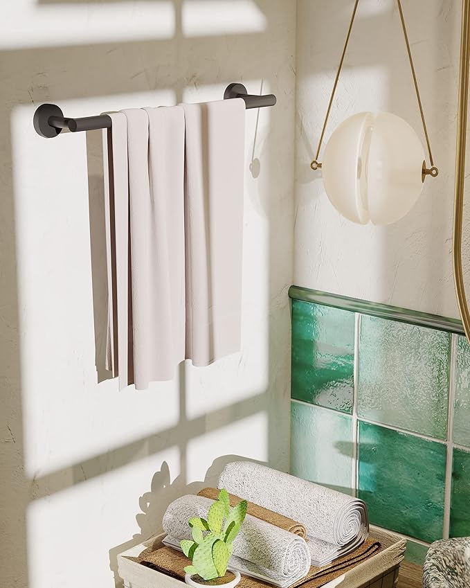RARXTR Towe Bar for Bathroom Kitchen Hand Towel Holder Dish Cloths Hanger SUS304 Stainless Steel RUSTPROOF Wall Mount (Matte Black 18-inch Center to Center)