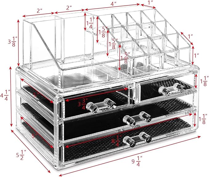 Acrylic Jewelry & Cosmetic Storage Display Boxes, 2 Pieces Set