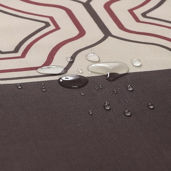 Fabric Shower Curtain, Brown and Burgundy Color Block Cloth Shower Curtains for Bathroom, Waterproof Bathroom Curtains, 62" W x 72" H