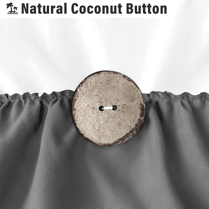 Seasonwood White and Gray Shower Curtain 72 x 72 with Nature Buttons Shabby Chic Shower Curtain French Country Style Modern Farmhouse Shower Curtains 72" x 72", Grey and White