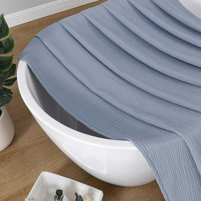 Aiyufeng 3D Textured Sky Blue Shower Curtain for Bathroom, Fabric Shower Curtain Soft Cloth & Hotel Spa Quality, Luxury Boho Bathroom Curtains, Machine Washable, Sky Blue, 72x72 Inches