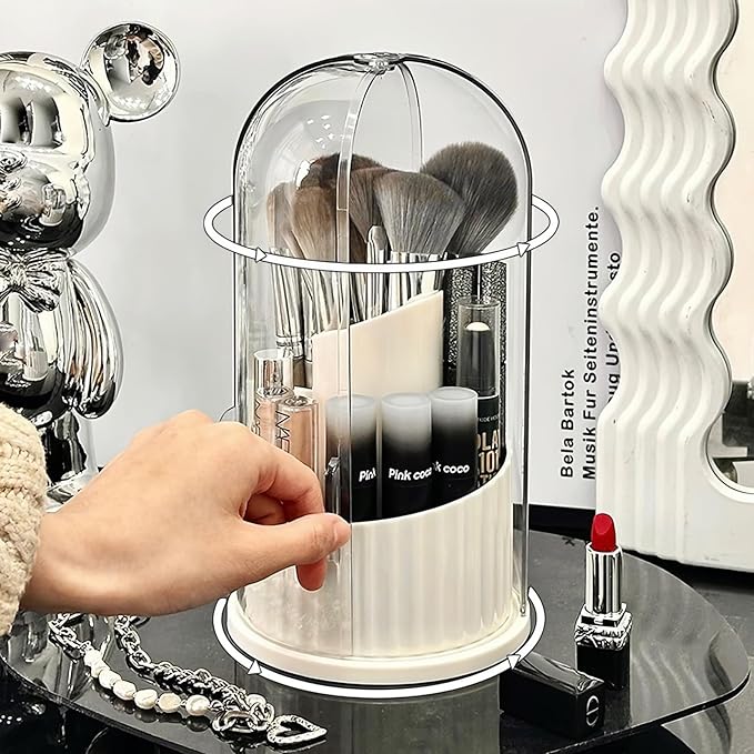 Makeup Brush Holder Organizer with Lid Makeup Brushes Organizer for Vanity Desktop Bathroom Countertop Cosmetic Display Cases