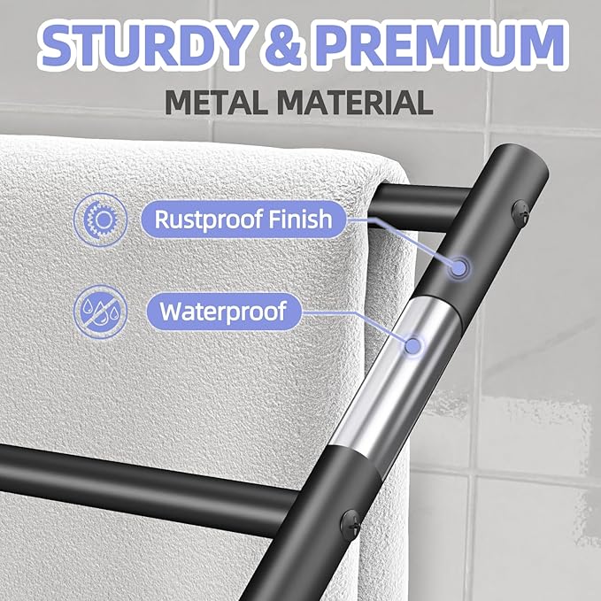 Gypie Hand Towel Holder Stand for Bathroom -Heavy Duty 304 Stainless Steel Ideal Countertop Hand Towel Rack with Silicone Pad, Black