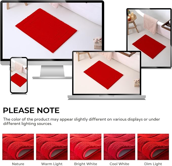 GRANNY SAYS Bathroom Rugs and Mats, 16" x 24" Non-Slip Bath Mat for Bathroom, Super Soft Absorbent Microfiber Bath Rug, Machine Washable and Dry, Small Red Rug for Shower, Tub and Bath Floor