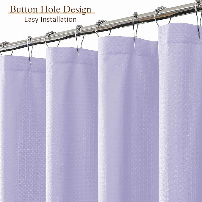 Aiyufeng Light Purple Shower Curtains for Bathroom，Dot Like Embossed Textured Waterproof Soft Polyester Cloth Shower Curtain，Hotel Spa Machine Washable，72Wx72L