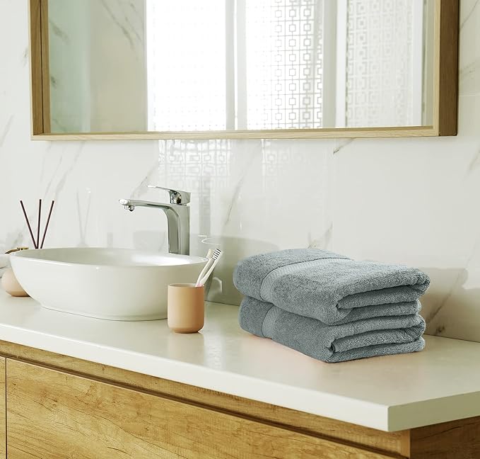 Utopia Towels 8 Piece Luxury Towel Set – Majestic Plush, Super Absorbent & Quicker-to-Dry, Thick 100% Ring Spun Cotton Towels for Bathroom, Spa & Hotel – 2 Bath, 2 Hand, 4 Washcloths, Cool Grey