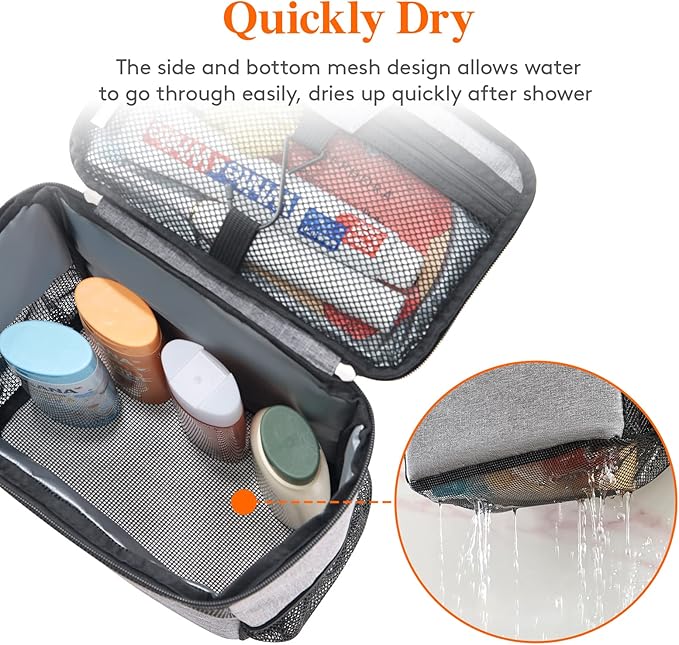 Lifewit Shower Bag Mesh Shower Caddy Portable College Dorm Room Essentials Tote Bag for Bathroom, Gym, Travel, Camping Quick Dry Hanging Shower Organizer Basket Toiletry Bag, Medium, Grey