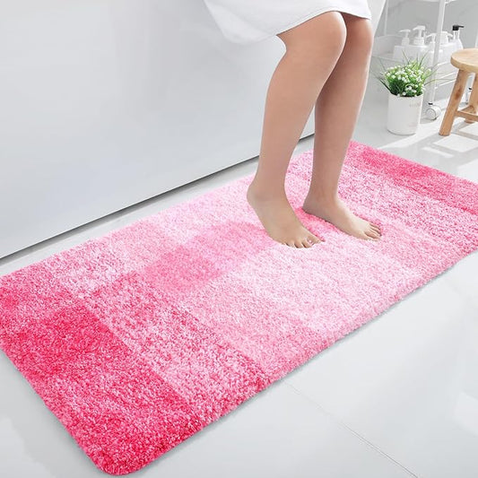 OLANLY Bathroom Rugs Mat 50x30, Extra Soft Absorbent Microfiber Bath Rugs, Rubber Backing, Quick Dry, Machine Washable Bath Mats for Bathroom Floor, Tub and Shower, Home Decor Accessories, Pink