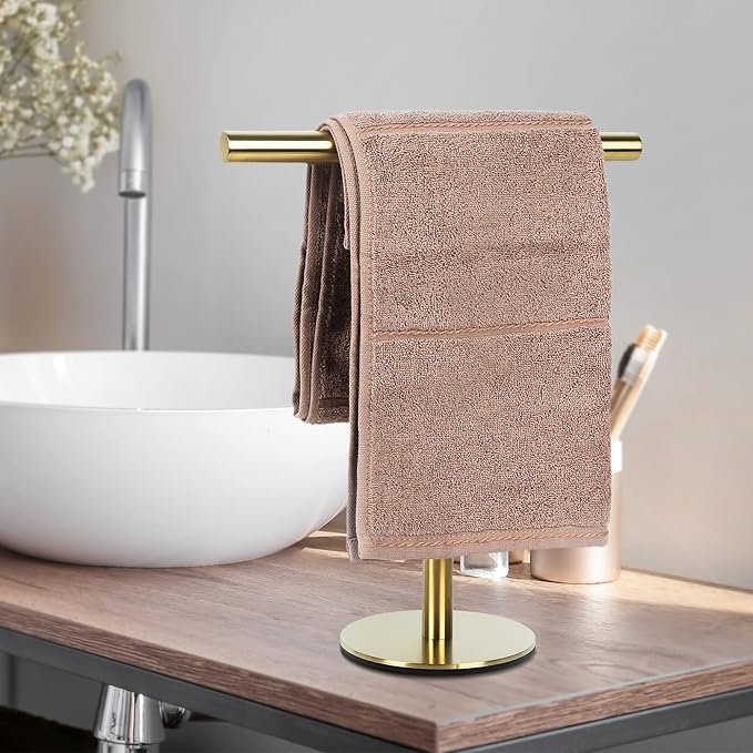 Bathroom Hand Towel Holder Stand???T-Shape Hand Towel Holder Stand SUS304 Stainless Steel for Bathroom???Kitchen or Vanity Countertop