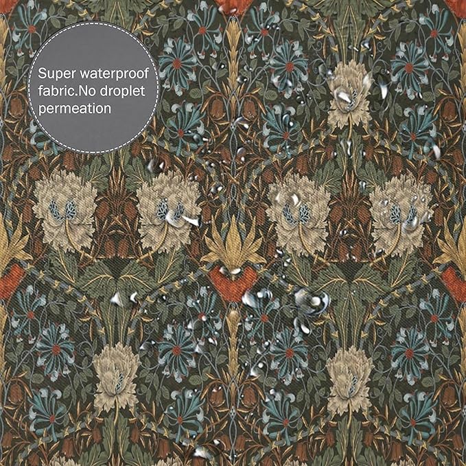 Retro Flower Shower Curtains William Morris Vintage Country Boho Flower Art Print Shower Curtains 72""×78"" Inch, Style-1