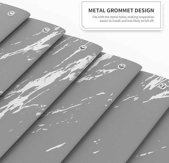 Premium Gray Marble Shower Curtain - Realistic Vein Design, Water-Resistant Fabric (72x72 Inches), Stable Drape, Easy-Clean, Stylish Nordic/Ins Bathroom Decor