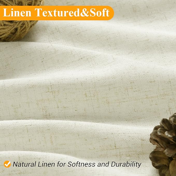 Naturoom Ivory Linen Shower Curtain, Cloth Textured Fabric Shower Curtain Set with Hooks, Simple Elegant Modern Farmhouse Country Ultra Thick Shower Curtain for Bathroom,Water Repellent,42x72