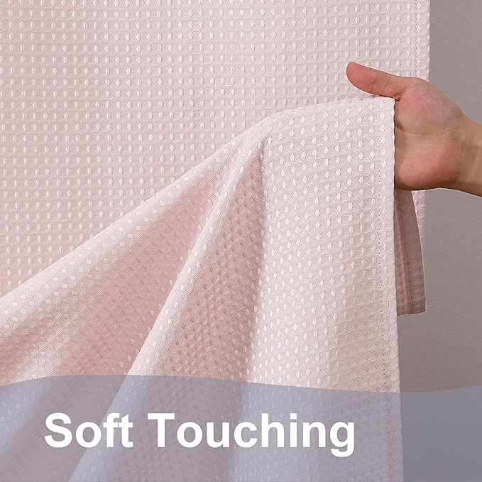 OWENIE Blush Shower Curtain, Waffle Weave Heavy Fabric Shower Curtain for Bathroom, Waterproof Thick 420G/M Textured Soft Elegant Luxury Hotel Spa Bath Curtains, Machine Washable, Blush, 72W x 72L
