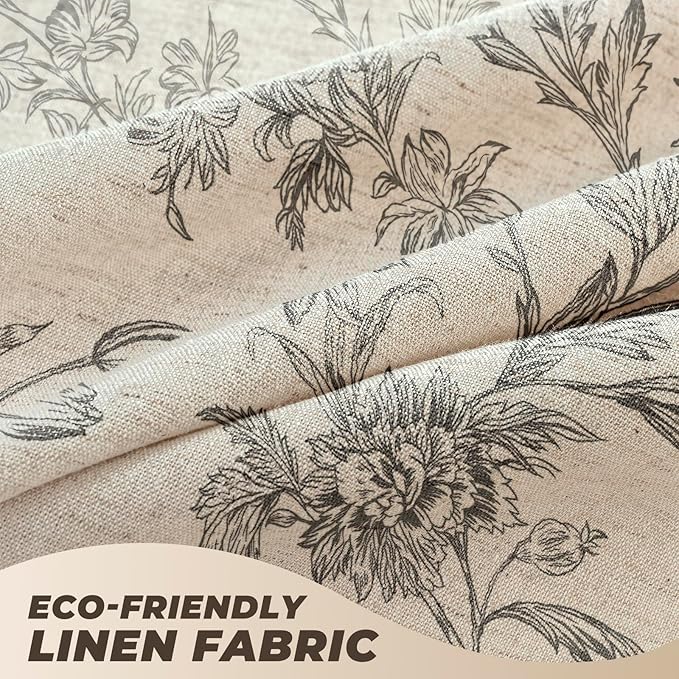 Black Floral Shower Curtain Beige Linen Shower Curtain Boho Farmhouse Shower Curtains for Bathroom Rustic Country Vintage Shower Curtains 72x72 inches