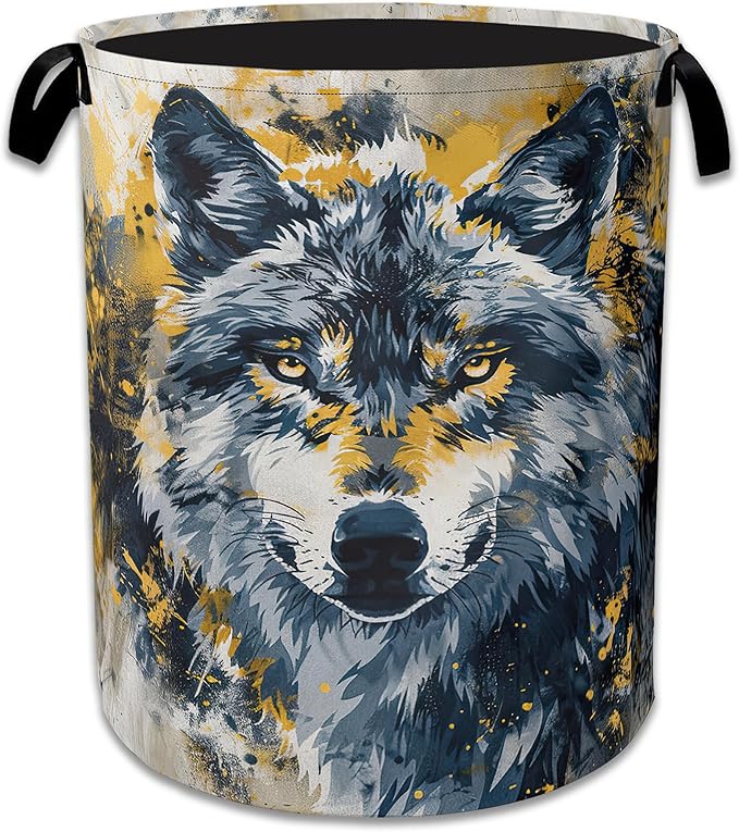Graffiti Wolf Laundry Basket Collapsible Laundry Hamper, Oxford Cloth Storage Bin for Room/Bathroom/Bedroom/Dormitories 16" X 20.8"
