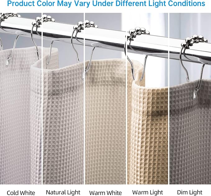 AmazerBath Waffle Shower Curtain 78 Inches Long, Khaki Shower Curtain Fabric Heavy Duty 240GSM, Hotel Quality Bathroom Shower Curtains Tan, 72 x 78 Inches