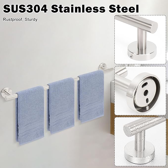 Livabber Bath Towel Bar, 304 Stainless Steel Towel Rack, Heavy Duty Towel Holder Wall Mounted for Bathroom/Kitchen, Usable Hanging Length-30 Inch, Total Length-33 Inch (Brushed Nickel)