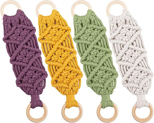Framendino, 4 Pack Kitchen Crochet Towel Hanging Ring Towels Holder with Loop for Cabinets Oven Door