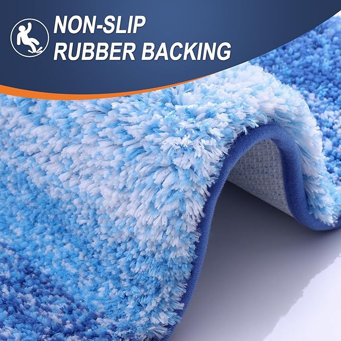 OLANLY Bathroom Rugs Mat 44x32, Extra Soft Absorbent Microfiber Bath Rugs, Rubber Backing, Quick Dry, Washable Bath Mats for Bathroom Floor, Tub and Shower, Home Decor Accessories, Light Royal Blue