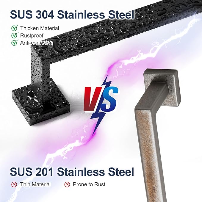 SEIDO 28 Inch Matte Black Towel Bar, Heavy Duty & Rust-Proof 304 Stainless Steel Bath Towel Holder, Modern Square Wall Mounted Towel Rack for Bathroom, Kitchen, RV