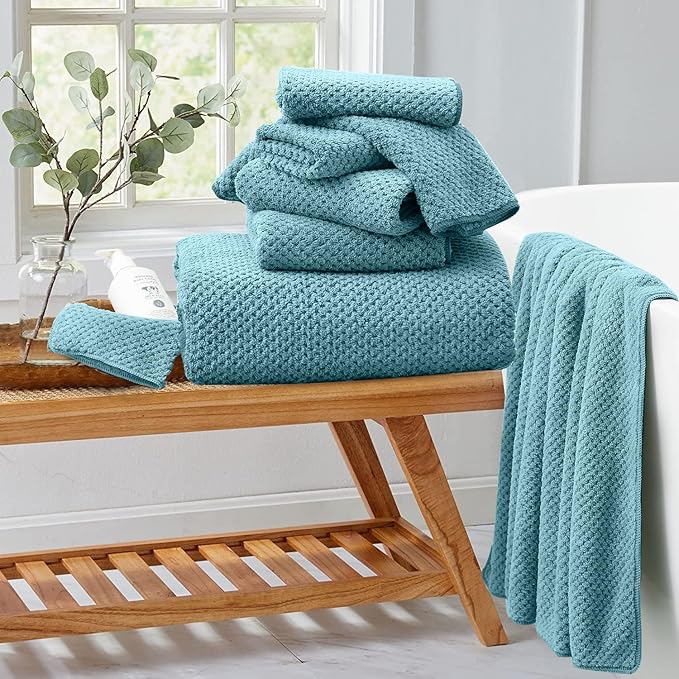 8 Piece Bathroom Towel Set |2 Oversized Large Bath Towels Sheet,2 Hand Towels and 4 Washcloths| 600GSM Ultra Soft Luxury Premium Towel Set Highly Absorbent Quick Dry Hotel Towel Collection,Turquoise