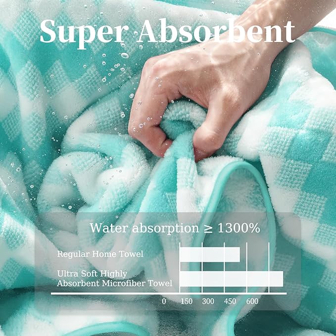 8 Piece Bathroom Towel Set |2 Oversized Bath Towels,2 Hand Towels,4 Washcloths| 600GSM Soft Hotel Towel Set Extra Large Bath Sheet for Bathroom,Highly Absorbent Quick Dry Bath Towel Collections,Teal