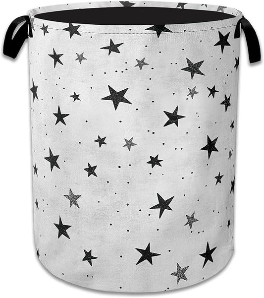 Star Laundry Basket Collapsible Laundry Hamper with Handle, Oxford Clothes Toy Storage Bin for Bathroom Bedroom Room Decor 16" X 20.8"