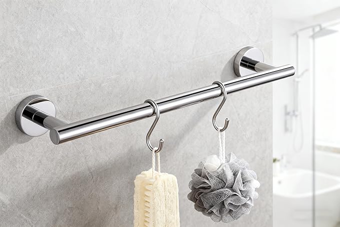 SEIDO 9 Inch Polished Chrome Hand Towel Bar for Bathroom & Kitchen, Space-Saving Small Towel Bar w/ 6.7" Usable, 304 Stainless Steel Chrome Towel Rack Holder Wall Mount, No-Assembly & All Hardware