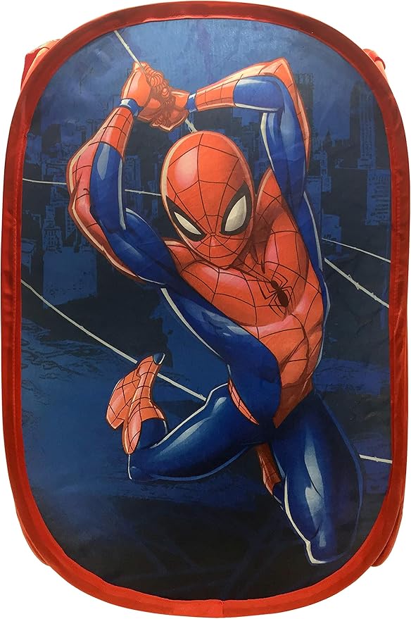 Jay Franco Marvel Spiderman Web Sling Pop Up Hamper - Mesh Laundry Basket/Bag with Durable Handles, 22" x 14"