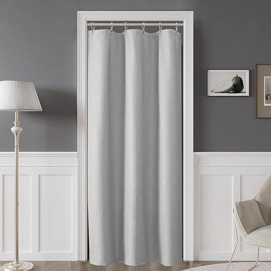 OVZME Small Stall Shower Curtain - Embossed Textured Bathroom Curtain, 36 x 72 Shower Curtain for RV Camper, Machine Washable Water Resistance, Light Grey