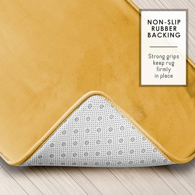 Clara Clark Bathroom Rugs, Velvet Memory Foam Bath Mat, Non-Slip, Machine Washable Bath Rugs - Dries Quickly, Ultra Soft Plush Bath Mats for Bathroom, 20 x 24, Camel Gold